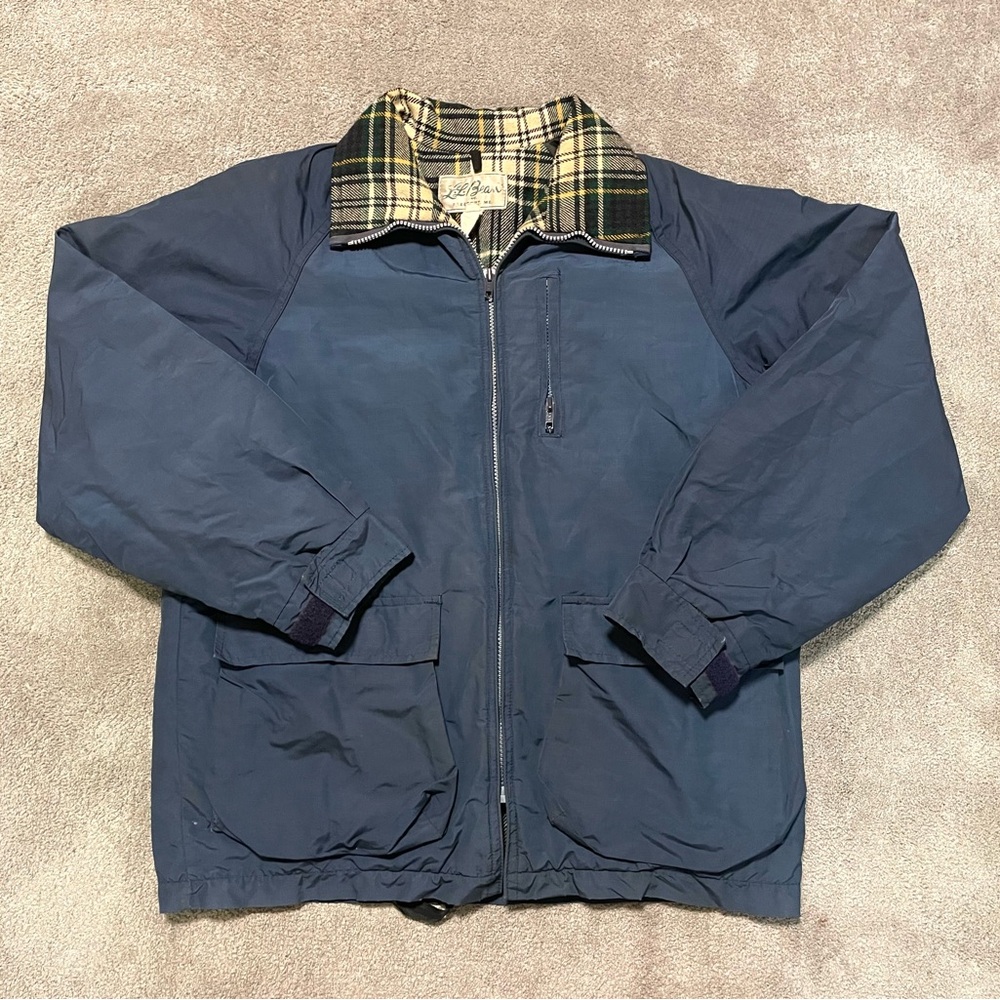 Vintage 1980s L.L. Bean Wool-Lined Field Jacket Mens M Rare Plaid Collar USA